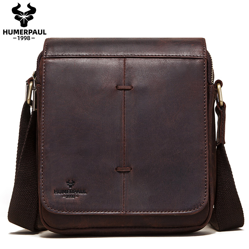 Luxury Bags For Travel - Vintage Crazy Horse Leather Men Message