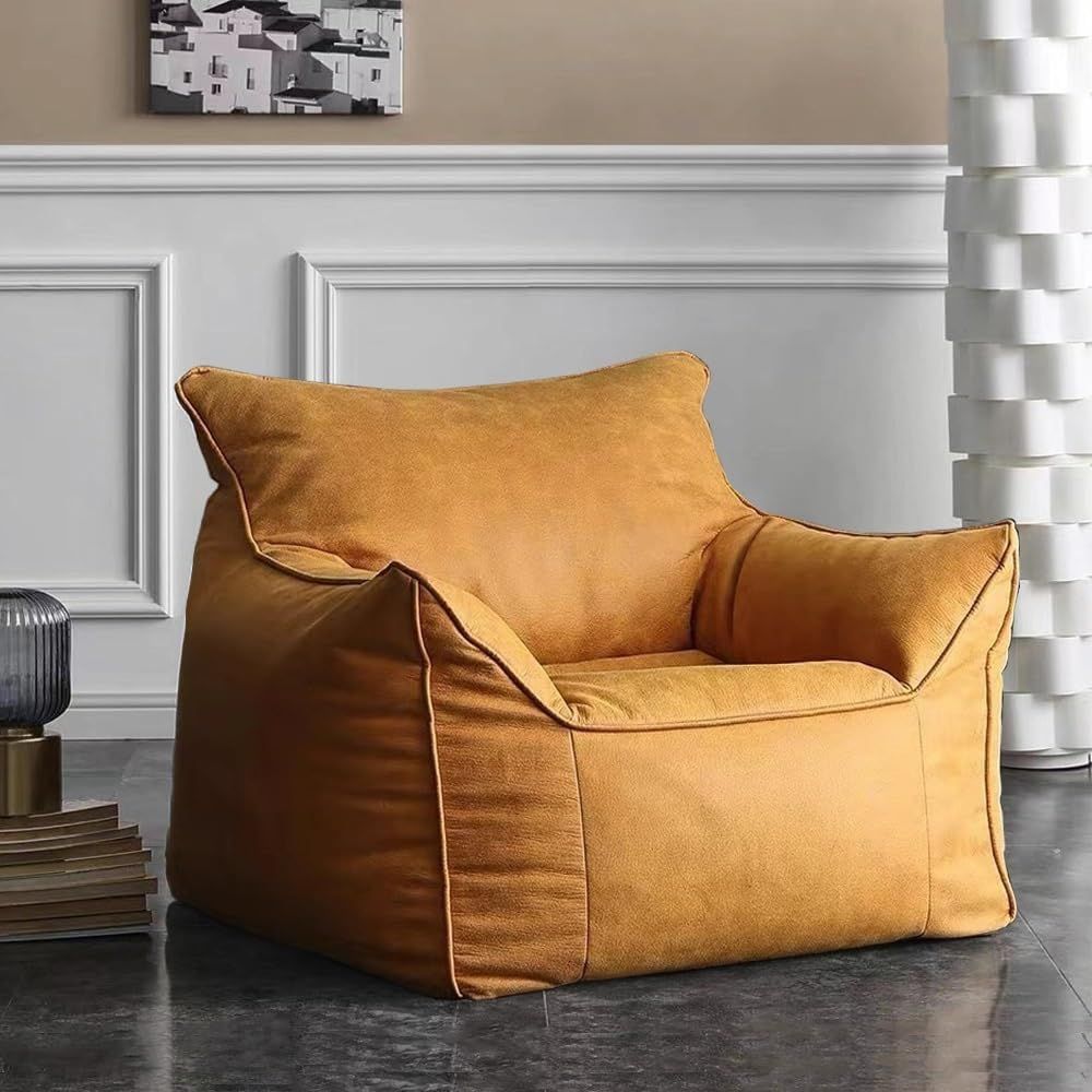 Luxury Bags Yellow - Luxury Single Suede Leather Bean Bag