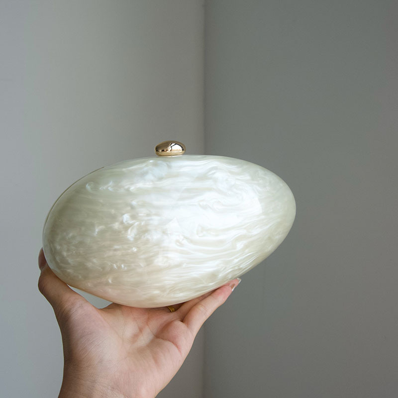 Oval Marble Beige Shell Acryli - Luxury Bags Girls reseña y precio