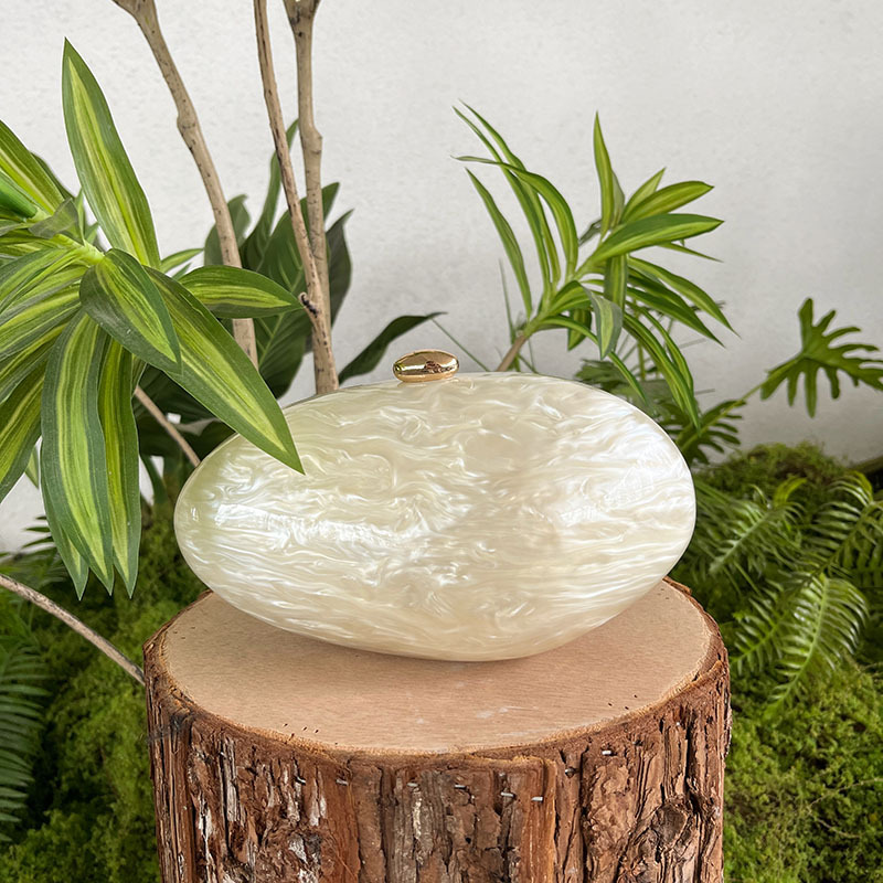 Oval Marble Beige Shell Acryli - Luxury Bags Girls reseña y precio