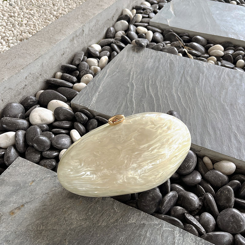Oval Marble Beige Shell Acryli - Luxury Bags Girls reseña y precio