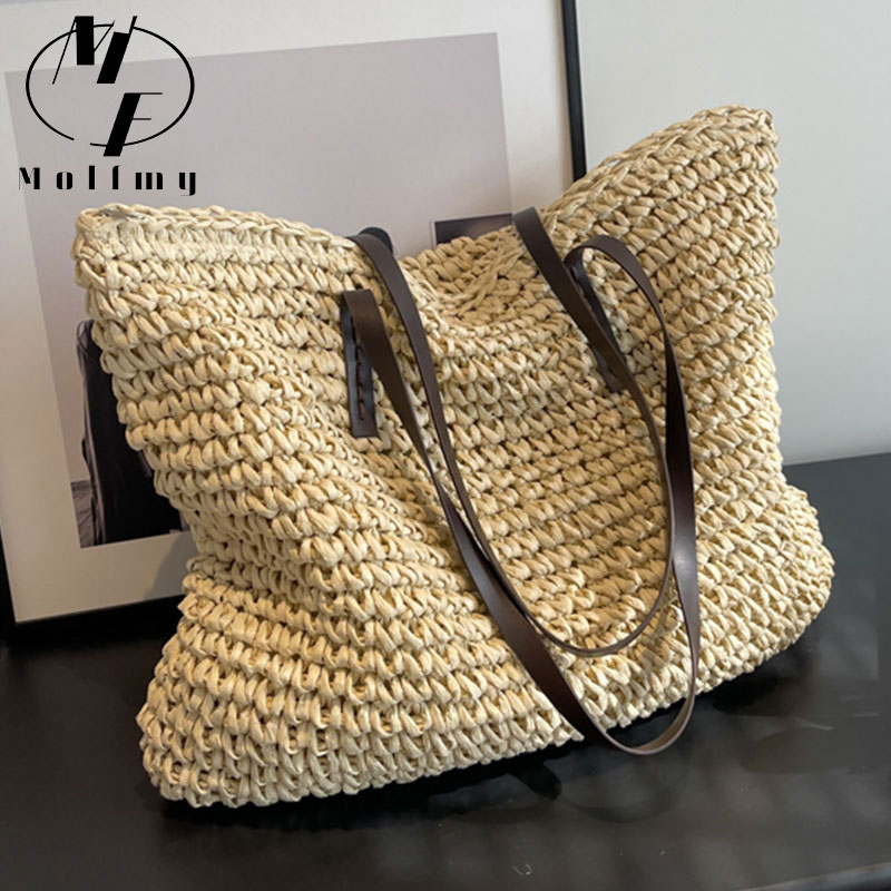 Straw Woven Tote Bags Casual L - Luxury Bags Vendor reseña y precio