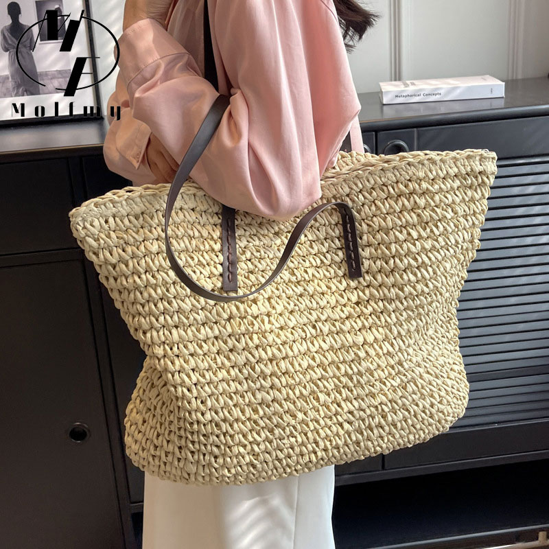 Straw Woven Tote Bags Casual L - Luxury Bags Vendor reseña y precio